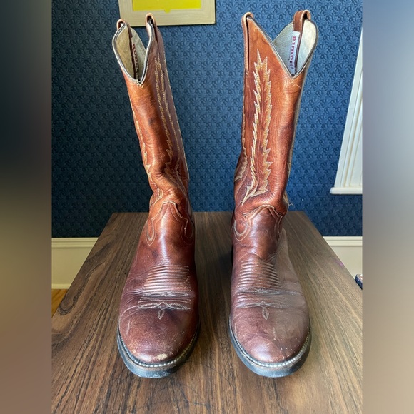Men’s Rudel Cowboy Boots Vintage Size 29.5 11.5 Brown Western Outdoors Leather - Picture 3 of 12